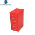 Black Red 6 Drawers Metal Office Filing Cabinet